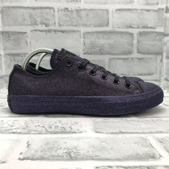 black and purple glitter converse